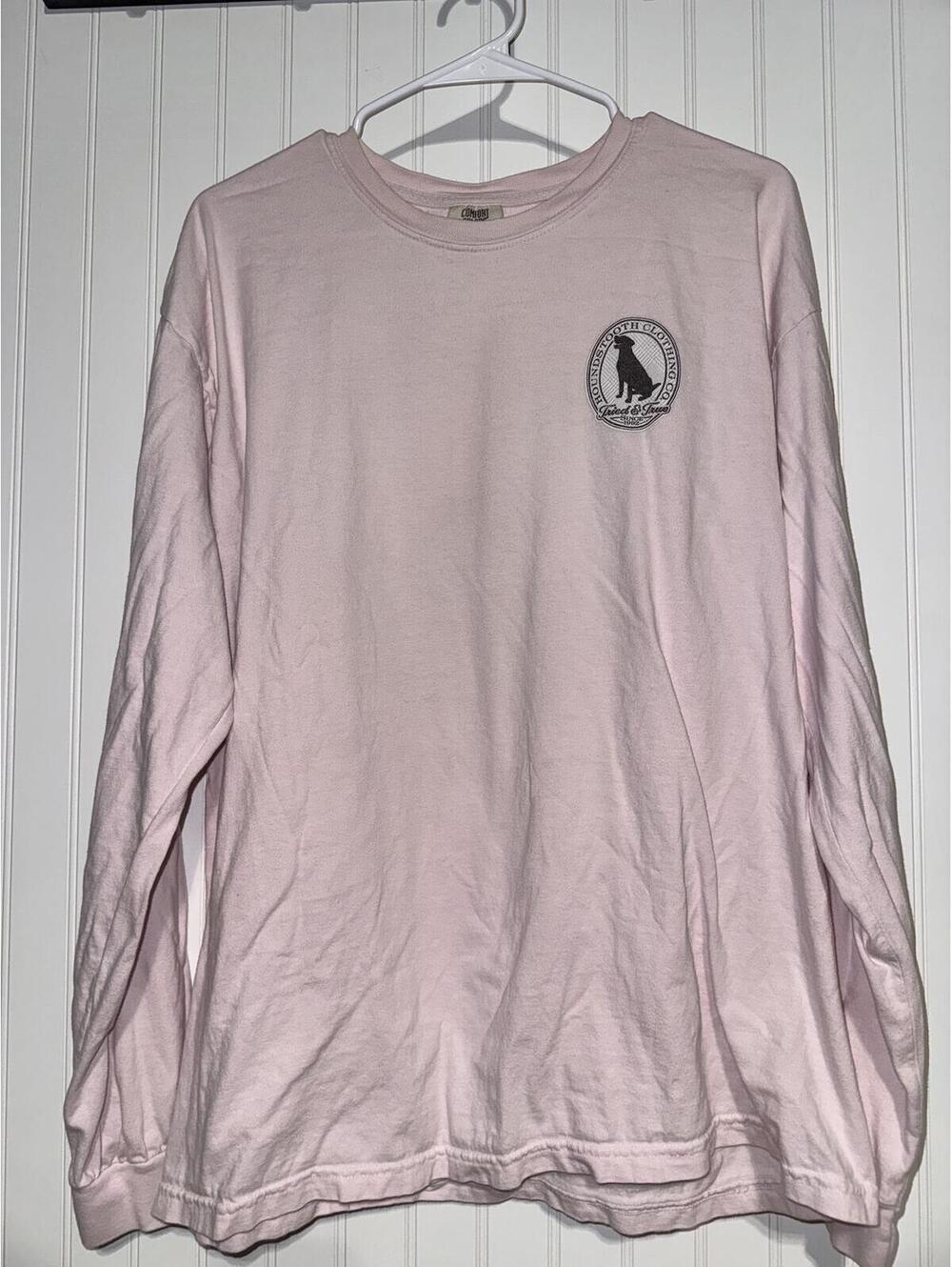 Houndstooth Clothing Co Comfort Colors Pink Long Sleeve Dog Logo Shirt L